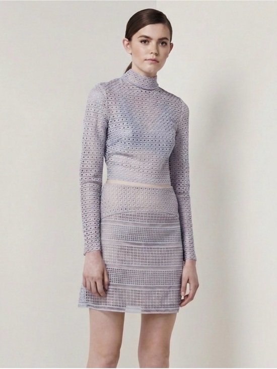 KEEPSAKE the Label Tops - KEEPSAKE the Label Lavender Crochet High-Neck Lace Top